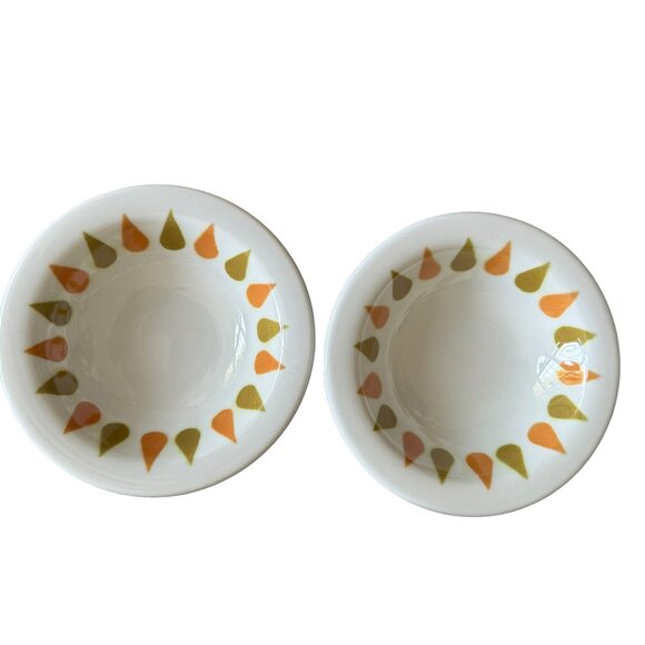 Shenango China Restaurantware Bowls Mid Mod Orange Green Teardrop Pattern 70s - Picture 3 of 16
